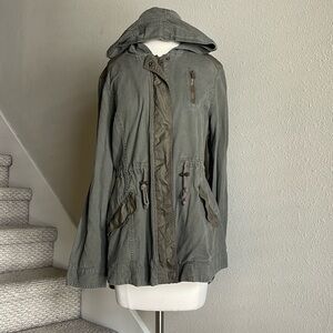 American Rag Sz L Hooded Army Green Cotton Utility Jacket